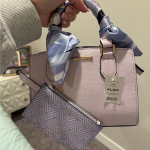 Aldo Light Pink Satchel with Scarf and Pouch